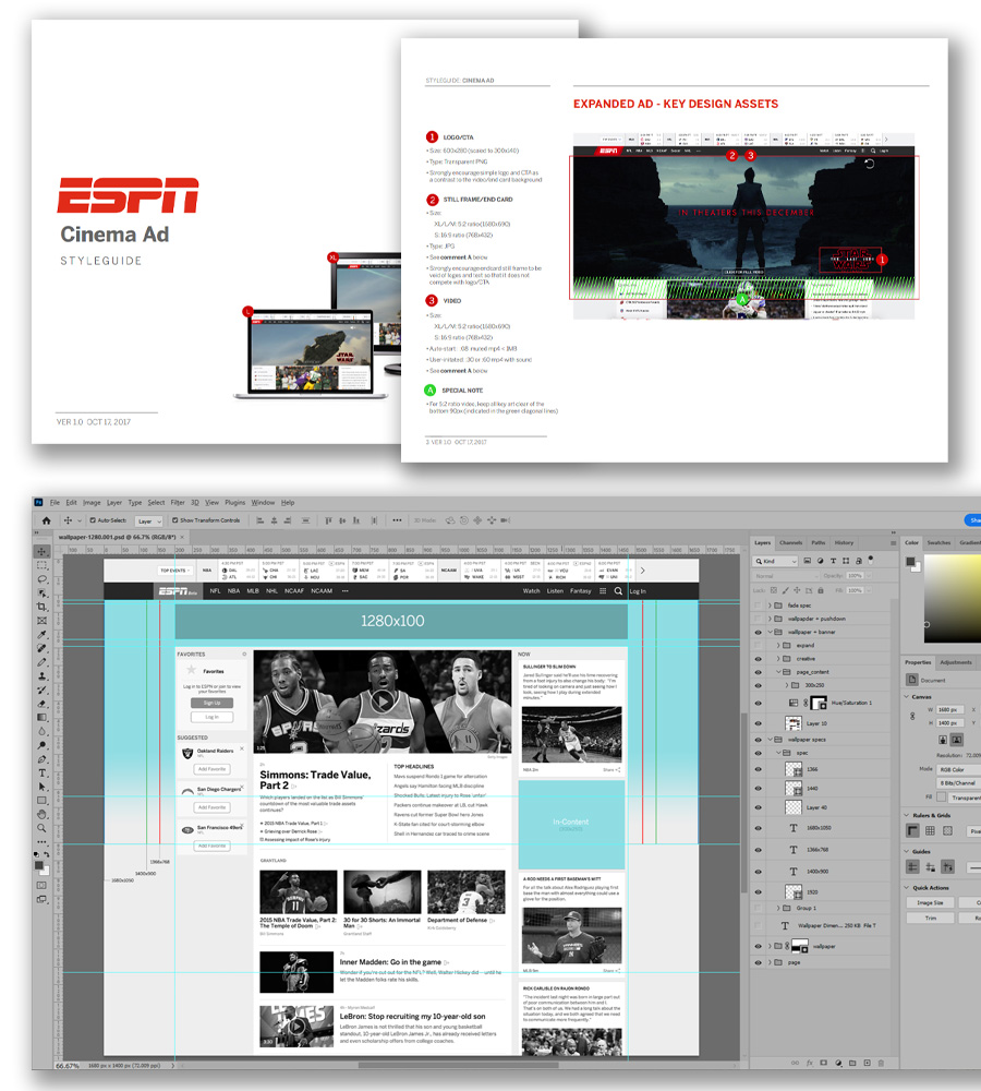 images of additional content for the media kit including styleguides and Photoshop templates
